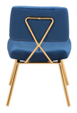 English Elm EE2771 100% Polyester, Plywood, Steel Modern Commercial Grade Dining Chair Set - Set of 2 Blue, Gold 100% Polyester, Plywood, Steel