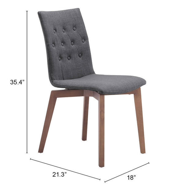 Zuo Modern Orebro 100% Polyester, Plywood, Birch Wood Mid Century Commercial Grade Dining Chair Set - Set of 2 Graphite, Brown 100% Polyester, Plywood, Birch Wood