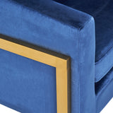 Briarcliff Modern Velvet Glam Armchair with Stainless Steel Frame - Navy Blue and Gold Finish Noble House