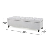 Ottilie Contemporary Button-Tufted Fabric Storage Ottoman Bench, Light Gray and Dark Brown Noble House