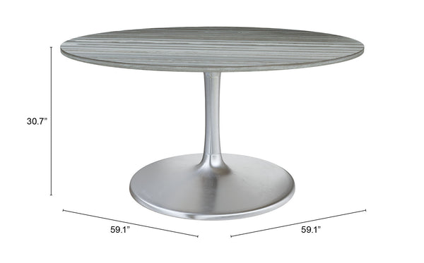 Zuo Modern Star Marble, MDF, Iron, Aluminum Modern Commercial Grade Dining Table Gray, Silver Marble, MDF, Iron, Aluminum