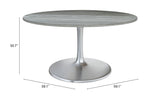 English Elm EE2898 Marble, MDF, Iron, Aluminum Modern Commercial Grade Dining Table Gray, Silver Marble, MDF, Iron, Aluminum