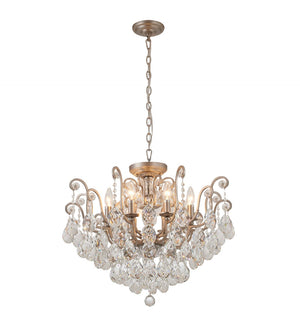 Bethel Pewter Chandelier in Metal & Crystal