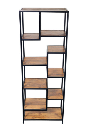 Porter Designs Delancy Solid Wood Industrial Bookcase Brown 09-116-28-3263