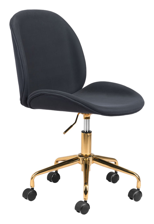 Zuo Modern Miles 100% Polyurethane, Plywood, Steel Modern Commercial Grade Office Chair Black, Gold 100% Polyurethane, Plywood, Steel