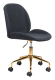 Zuo Modern Miles 100% Polyurethane, Plywood, Steel Modern Commercial Grade Office Chair Black, Gold 100% Polyurethane, Plywood, Steel