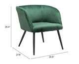 Zuo Modern Papillion 100% Polyester, Plywood, Steel Modern Commercial Grade Accent Chair Green, Black 100% Polyester, Plywood, Steel