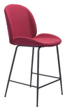 Zuo Modern Miles 100% Polyurethane, Plywood, Steel Modern Commercial Grade Counter Stool Red, Black 100% Polyurethane, Plywood, Steel