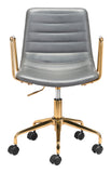 English Elm EE2715 100% Polyurethane, Plywood, Steel Modern Commercial Grade Office Chair Gray, Gold 100% Polyurethane, Plywood, Steel