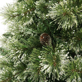 7-foot Cashmere Pine and Mixed Needles Pre-Lit Clear LED Hinged Artificial Christmas Tree with Snow and Glitter Branches and Frosted Pinecones