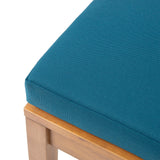 Caswell Outdoor Acacia Wood Club Chair, Teak and Dark Teal Noble House