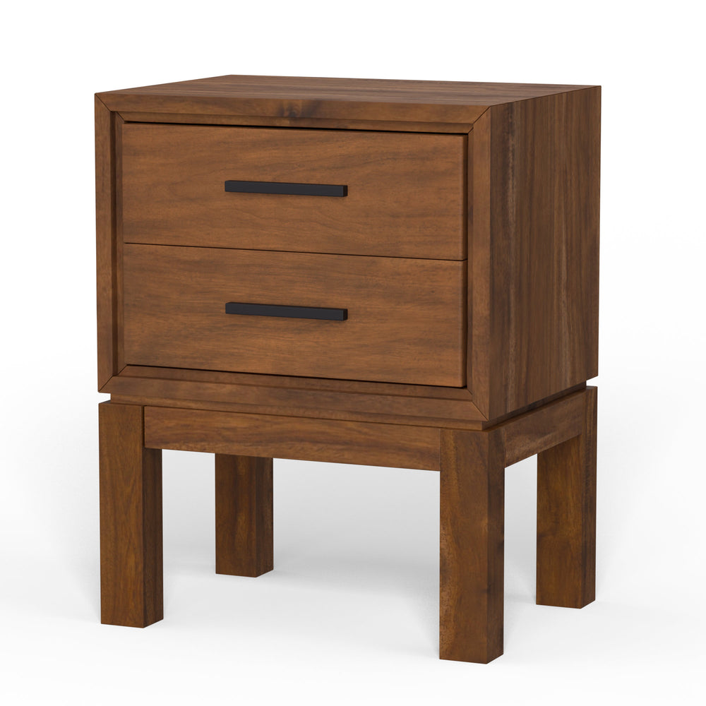 Nova Nightstand in Honey Maple - Elegant Mahogany with Felt-Lined Drawers & Bronze Hardware