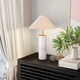 Zuo Modern Ciara Steel, Polyester, Marble Modern Commercial Grade Table Lamp Beige, White Steel, Polyester, Marble