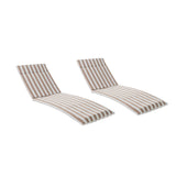 Salem Outdoor Chaise Lounge Cushion, Brown and White Stripes Noble House