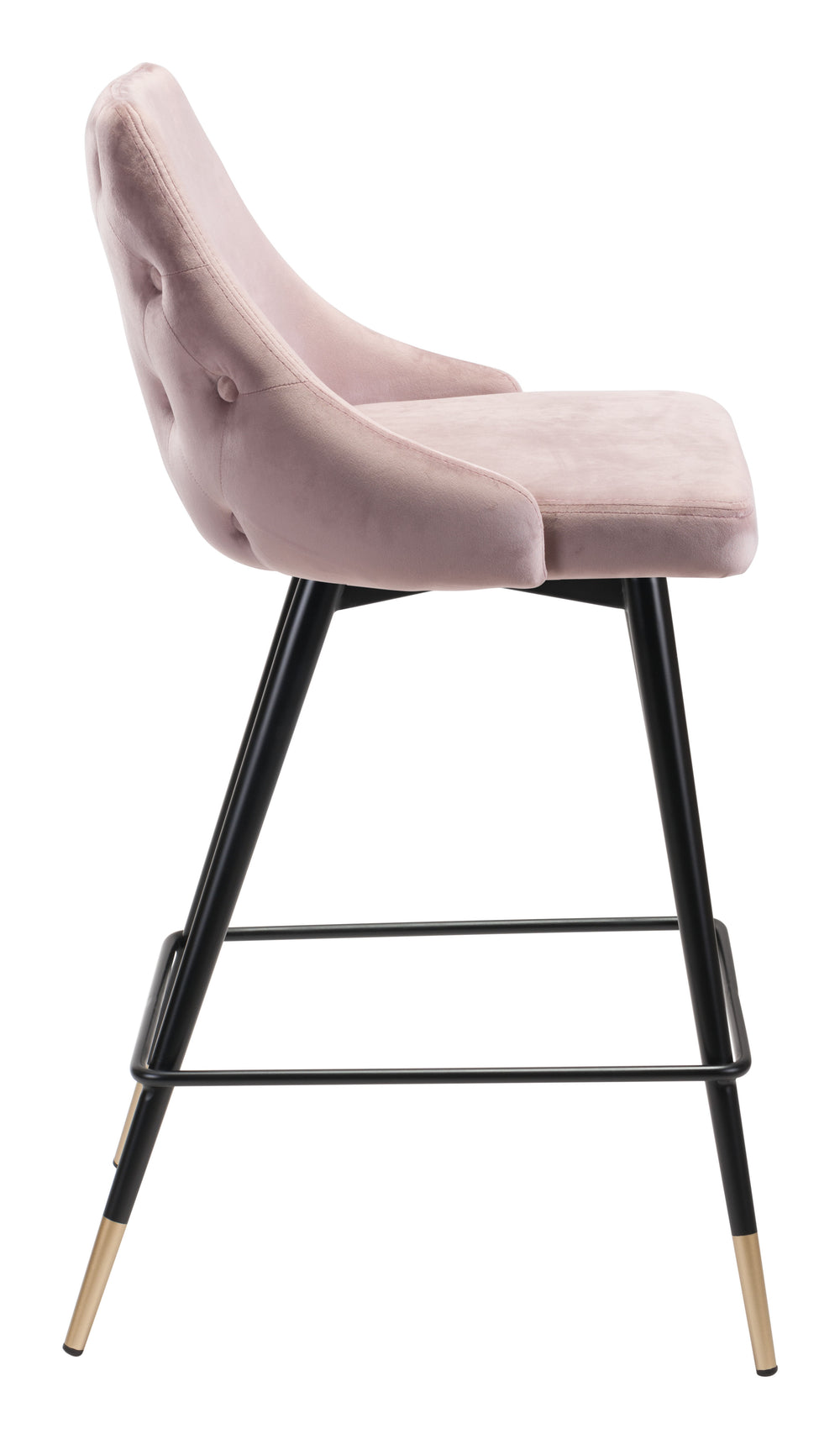 Zuo Modern Piccolo 100% Polyester, Plywood, Steel Modern Commercial Grade Counter Stool Pink, Black, Gold 100% Polyester, Plywood, Steel