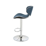 Carlota Modern Adjustable Height 24"-32" Fabric Swivel Barstool, Indigo Weave Tweed Noble House