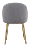 Zuo Modern Cozy 100% Polyester, Plywood, Steel Modern Commercial Grade Dining Chair Set - Set of 2 Gray, Gold 100% Polyester, Plywood, Steel