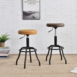 Eaton Adjustable Leatherette Backless Swivel Bar Stool - Stylish Counter Seating for Home & Office