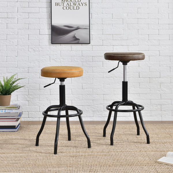Eaton Adjustable Leatherette Backless Swivel Bar Stool - Stylish Counter Seating for Home & Office