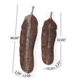 Lyerly Handcrafted Aluminum Leaf Wall Decor Set, Raw Copper Noble House