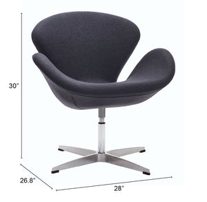 Zuo Modern Pori 100% Polyester, Steel Modern Commercial Grade Occasional Chair Gray, Silver 100% Polyester, Steel