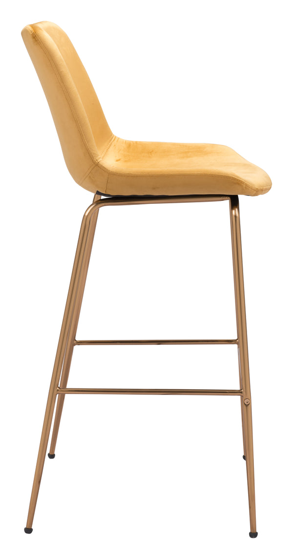 Zuo Modern Tony 100% Polyester, Plywood, Steel Modern Commercial Grade Barstool Yellow, Gold 100% Polyester, Plywood, Steel