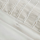 Madison Park Signature Essence Farm House Oversized Cotton Clipped Jacquard Comforter Set with Euro Shams and Throw Pillows Ivory King/Cal MPS10-497