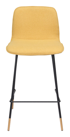Zuo Modern Var 100% Polyester, Plywood, Steel Modern Commercial Grade Counter Stool Yellow, Black, Gold 100% Polyester, Plywood, Steel