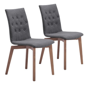 Zuo Modern Orebro 100% Polyester, Plywood, Birch Wood Mid Century Commercial Grade Dining Chair Set - Set of 2 Graphite, Brown 100% Polyester, Plywood, Birch Wood