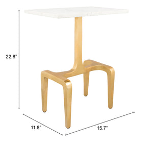 Zuo Modern Clement Marble, MDF, Aluminum Modern Commercial Grade Side Table White, Gold Marble, MDF, Aluminum