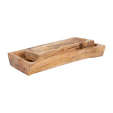 Sagebrook Home Contemporary Wood, Set of 2 -  17/23"l Rectangular Trays, Natural 17584 Brown Mango Wood