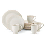 French Perle 12-Piece Plate & Mug Dinnerware Set