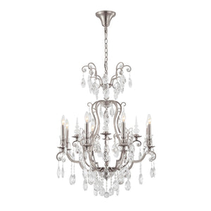 Bethel Pewter Chandelier in Metal & Crystal