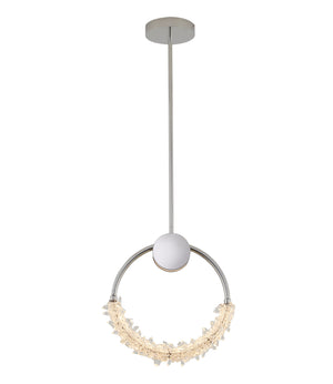 Bethel Chrome LED Pendant in Stainless Steel & Crystal