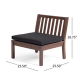 Caswell Outdoor Acacia Wood Club Chair, Dark Brown and Black Noble House
