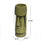 Glacier Outdoor Easter Island Tiki Urn, Antique Green Finish Noble House