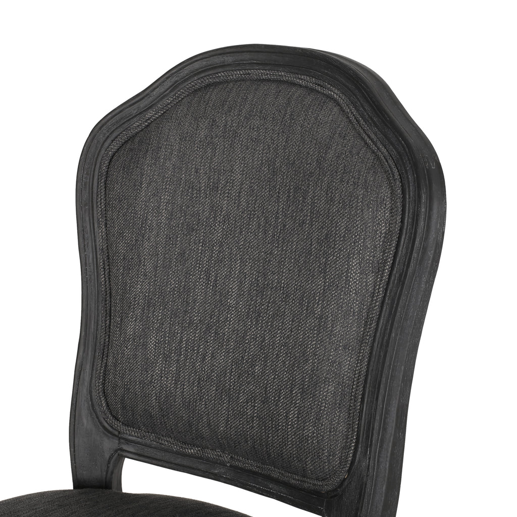 Scilley French Country Upholstered Swivel Office Chair, Charcoal and Natural Noble House