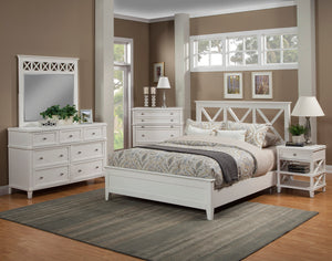 Alpine Furniture Potter 7 Drawer Dresser, White 955-03 White Mahogany Solids & Veneer 57 x 20 x 37