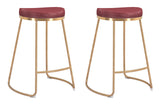 English Elm EE2646 100% Polyurethane, Plywood, Stainless Steel Modern Commercial Grade Counter Stool Set - Set of 2 Burgundy, Gold 100% Polyurethane, Plywood, Stainless Steel