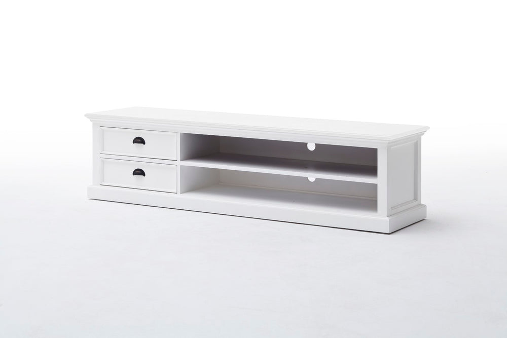 Halifax Entertainment Center with Antique Brass Hardware and Classic White Finish for Your Home