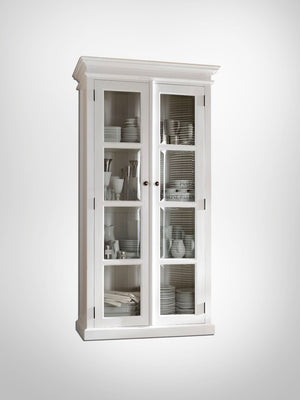 Halifax Double Vitrine in semi-gloss paint with a smooth top coat. Solid Mahogany, Composite wood, Glass