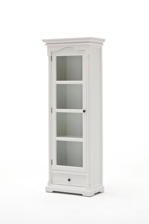 Provence Glass Cabinet in semi-gloss paint with a smooth top coat. Solid Mahogany, Composite wood