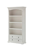 Provence Bookcase in semi-gloss paint with a smooth top coat. Solid Mahogany, Composite wood
