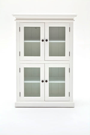 Halifax 2 - Level Pantry in semi-gloss paint with a smooth top coat. Solid Mahogany, Composite wood, Glass