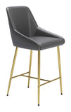 Zuo Modern Madelaine 100% Polyurethane, Plywood, Steel Modern Commercial Grade Counter Stool Gray, Gold 100% Polyurethane, Plywood, Steel