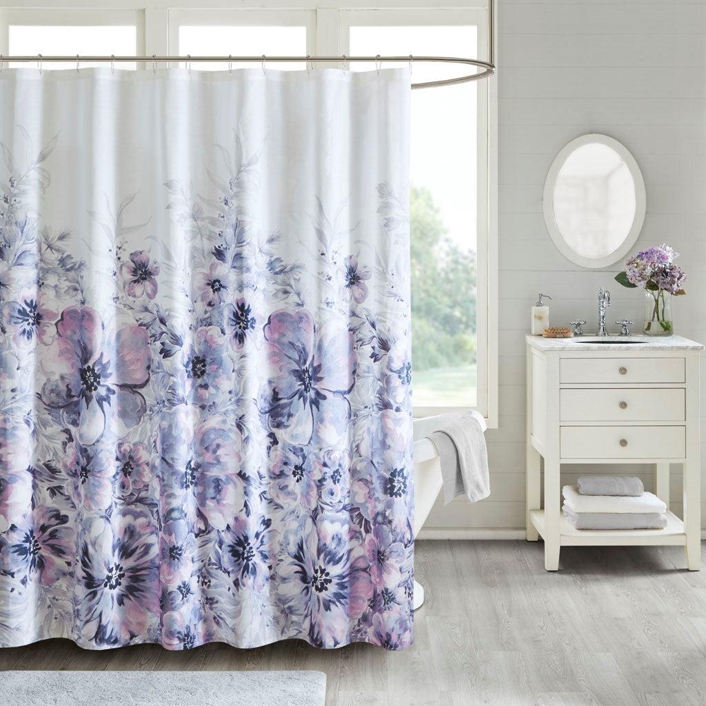 Madison Park Enza Transitional 100% Cotton Printed Shower Curtain MP70-5821