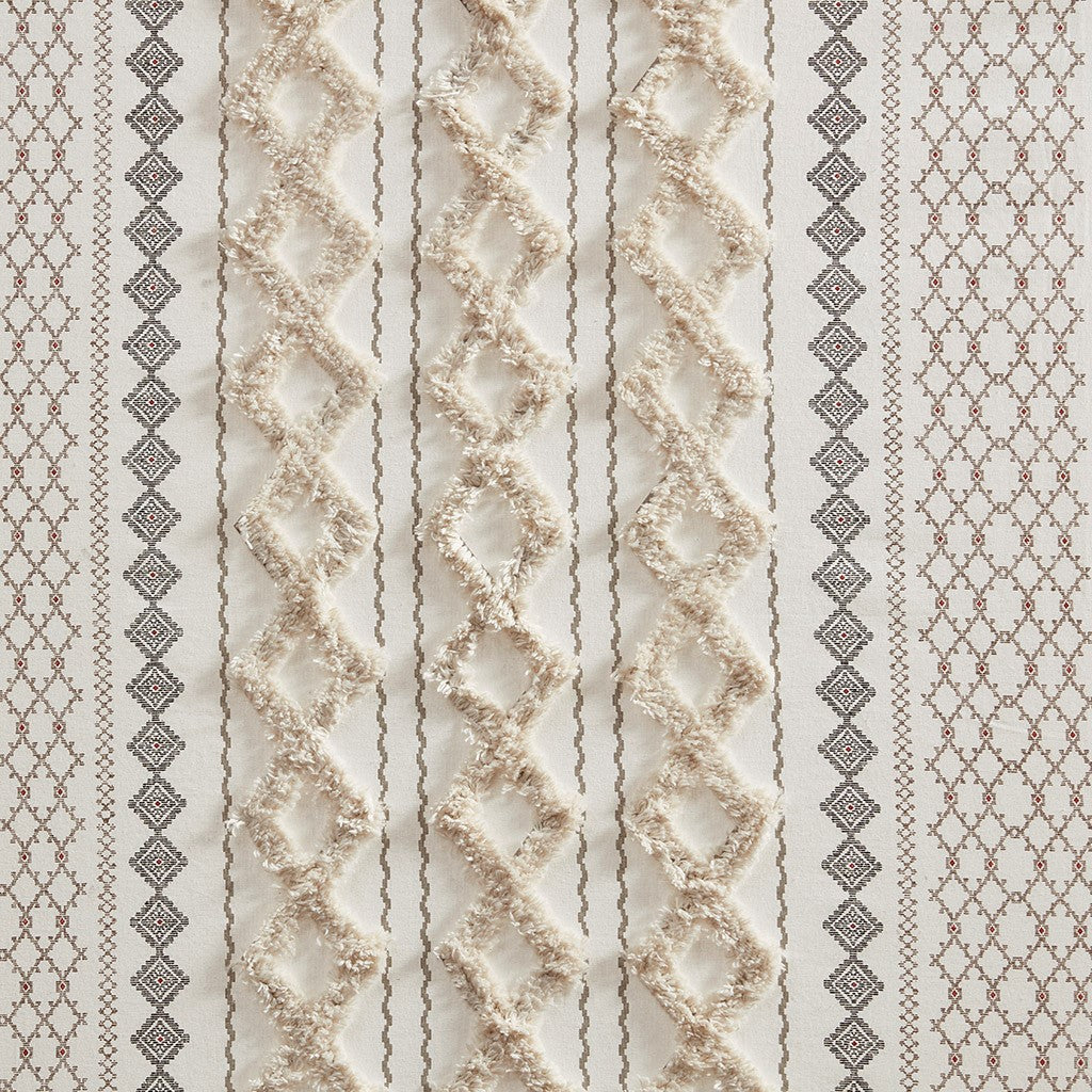 Imani Mid-Century 100% Window Curtain Panel with Lining in Ivory