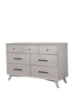 Alpine Furniture Flynn Mid Century Modern 7 Drawer Dresser, Gray 966G-03 Gray Mahogany Solids & Okoume Veneer 56 x 19 x 36.5