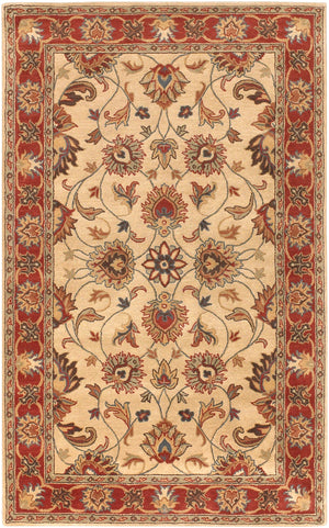 Caesar CAE-1001 Traditional Wool Rug CAE1001-58 Camel, Burnt Orange, Dark Brown, Clay, Olive, Charcoal 100% Wool 5' x 8'