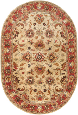 Caesar CAE-1001 Traditional Wool Rug CAE1001-69OV Camel, Burnt Orange, Dark Brown, Clay, Olive, Charcoal 100% Wool 6' x 9' Oval
